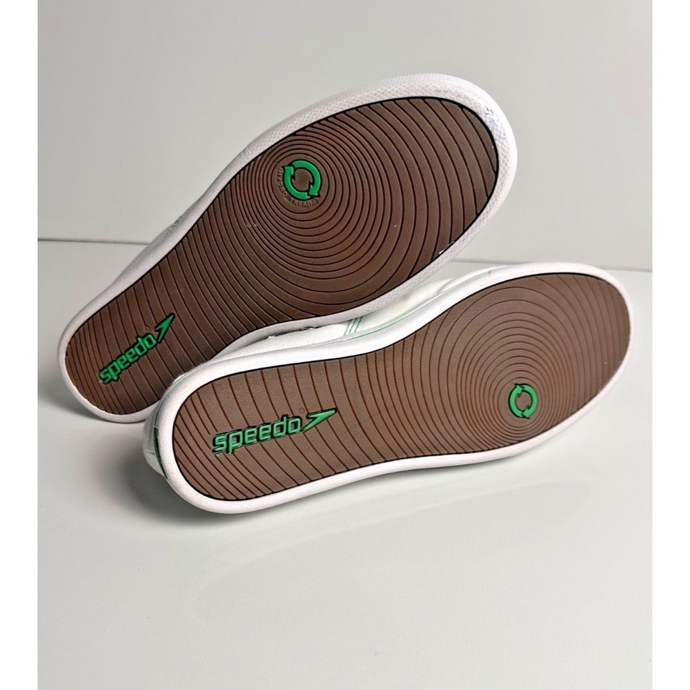Speedo MN Canvas Slipon Mens 9 White Green Moc Toe Deck Shoes 7498003